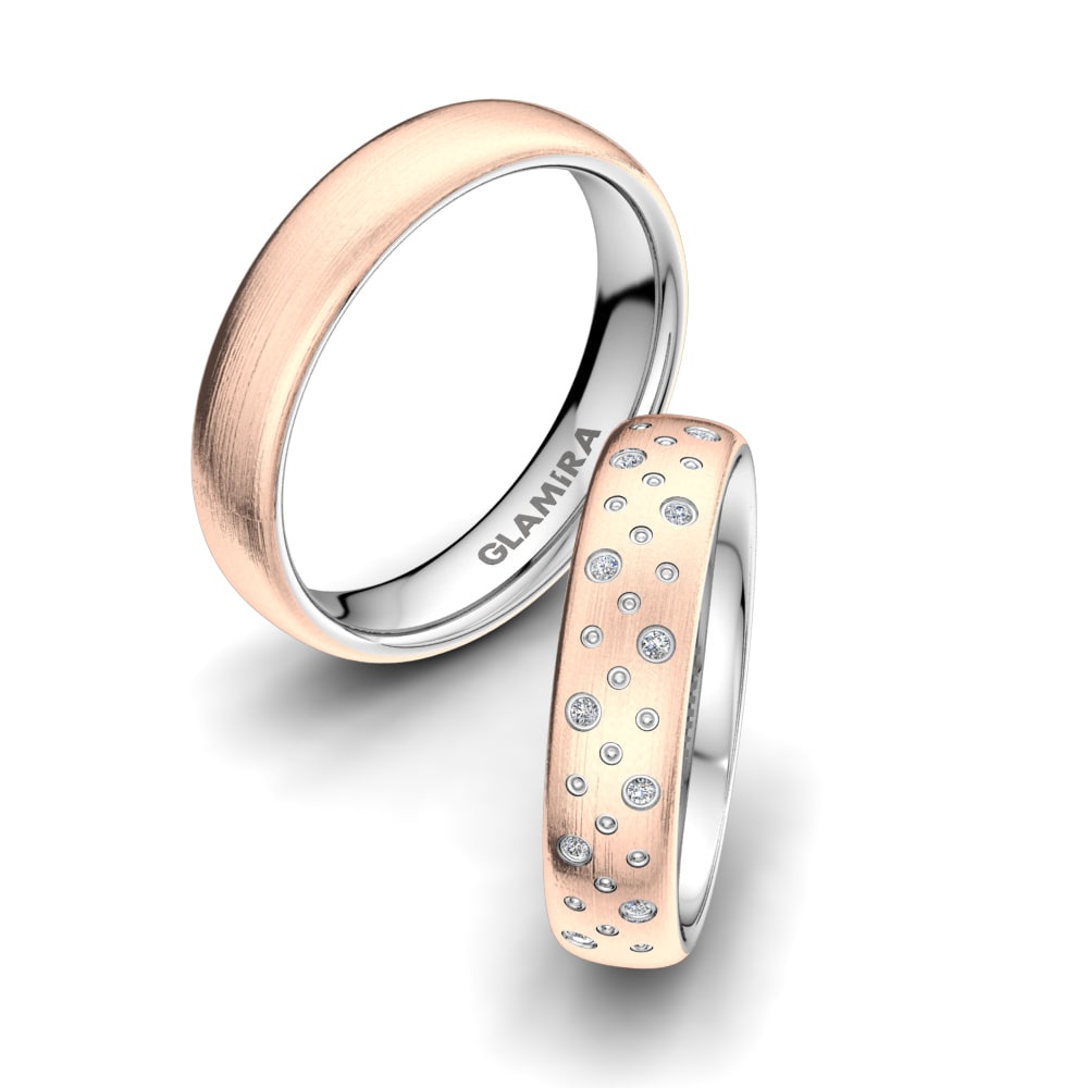 Or Rose& Blanc 18k Zircone Bague de Mariage Happiness Drops 5 mm