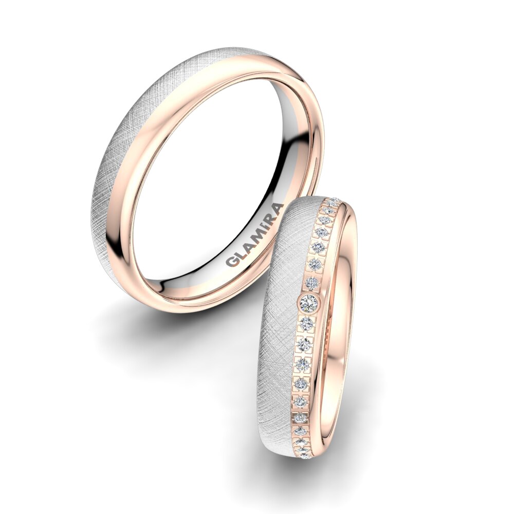 14k White & Rose Gold Wedding Ring Wondrous Valley 5 mm