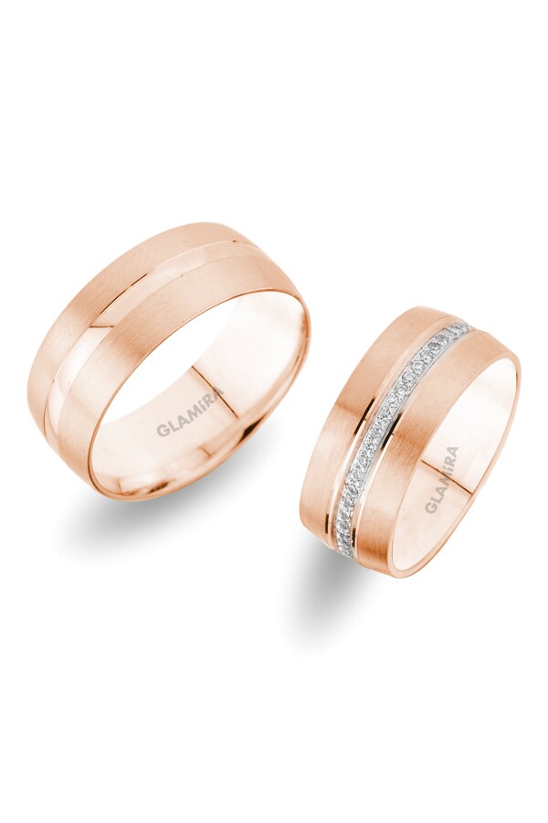 Or rose 14k Diamant Bague de Mariage Infinite Face