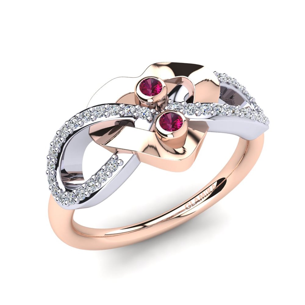 9ct Rose & White Gold Rhodolite Garnet Ring Fauniel