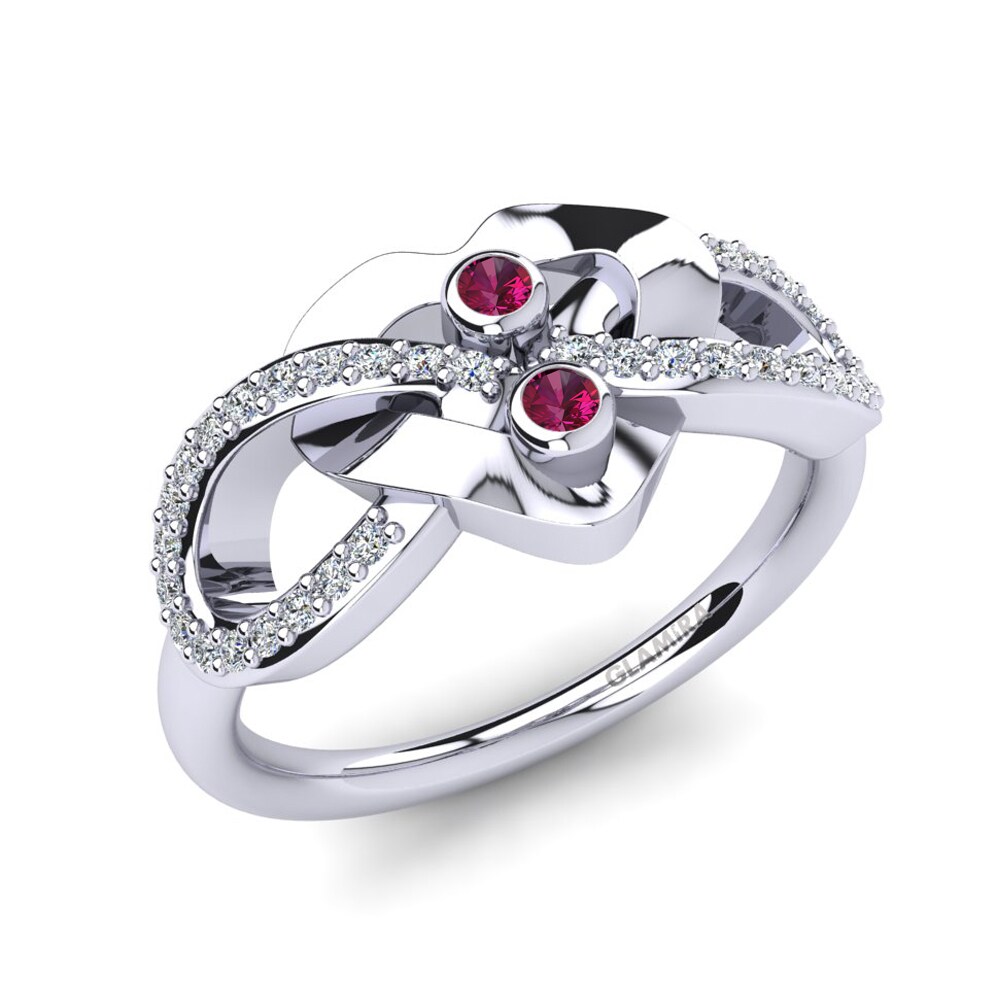 18ct White Gold Rhodolite Garnet Ring Fauniel