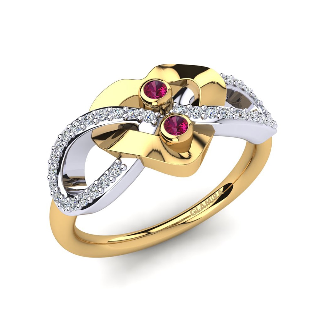9ct Yellow & White Gold Rhodolite Garnet Ring Fauniel