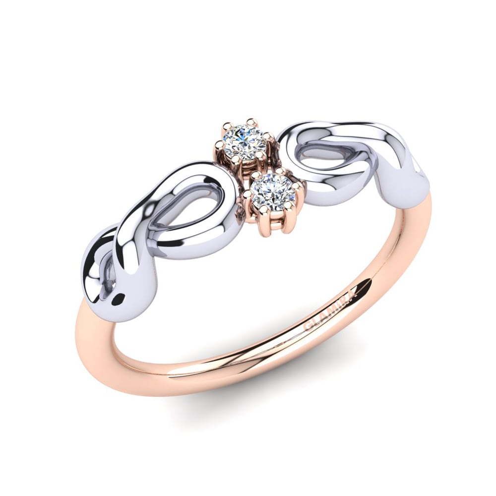 Oro Rosso & Bianco 585 Zircone Anello Florestine