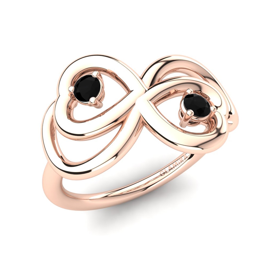 Oro Rosso 585 Diamante Nero Anello Florisel