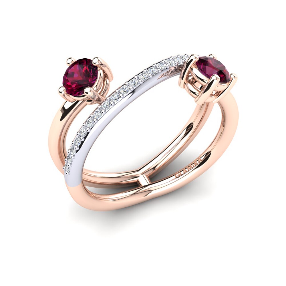 9ct Rose & White Gold Rhodolite Garnet Ring Florrine