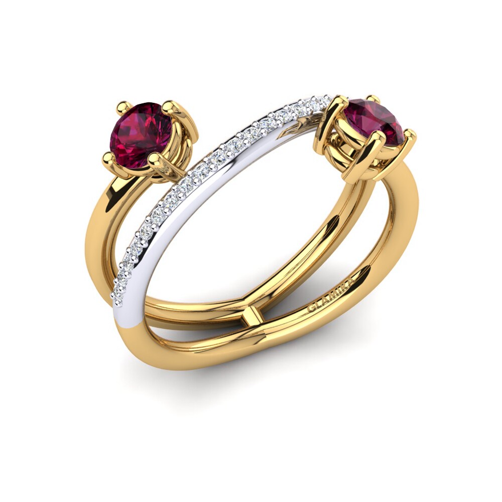 9ct Yellow & White Gold Rhodolite Garnet Ring Florrine