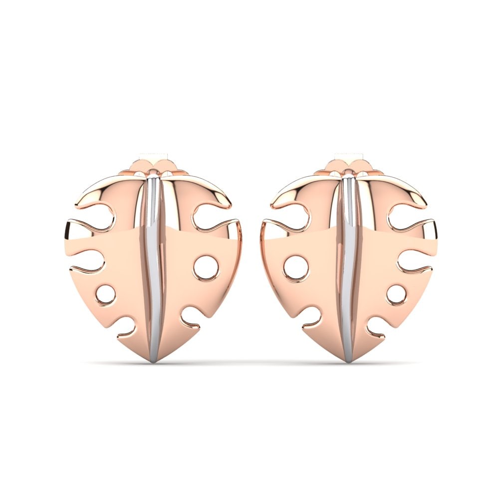 Studs 18k Rose & White Gold Plain Design Earrings