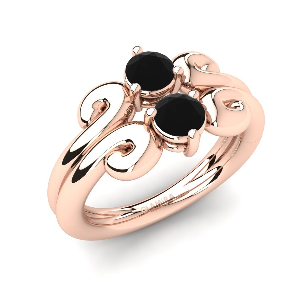 Oro Rosso 585 Diamante Nero Anello Fonisha
