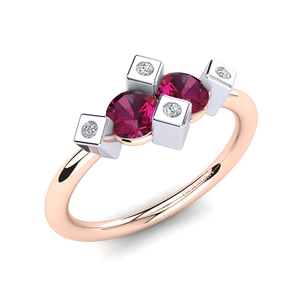 9ct Rose & White Gold Rhodolite Garnet Ring Fontelle