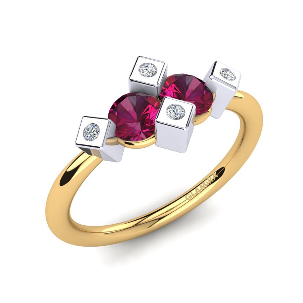 9ct Yellow & White Gold Rhodolite Garnet Ring Fontelle