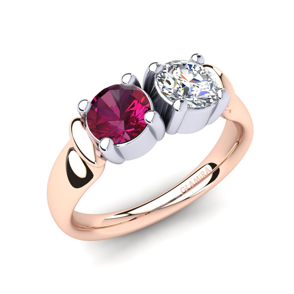 9ct Rose & White Gold Rhodolite Garnet Ring Frolinde