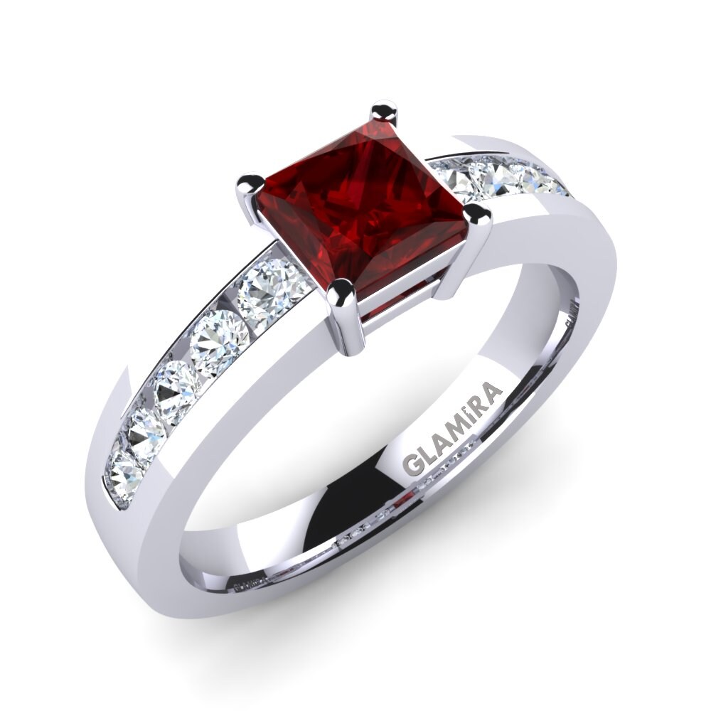 0.93 重量（克拉） 單鑽密鑲 施華洛世奇紅水晶 訂婚戒指 Kate