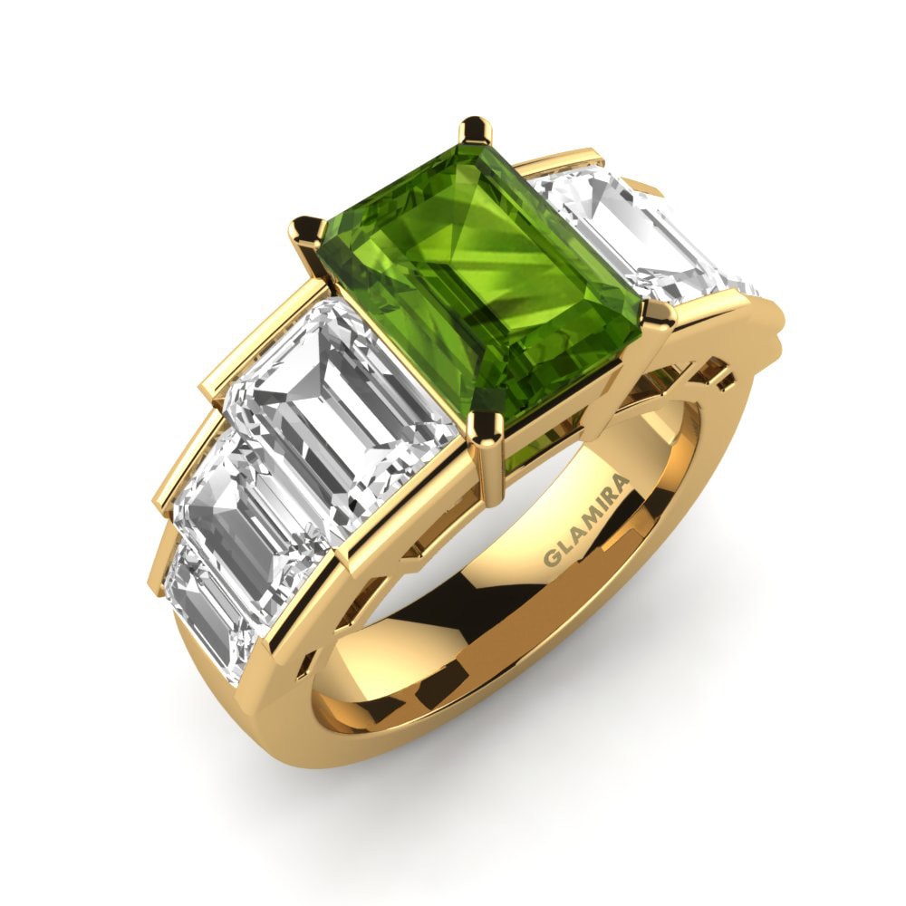 9k Oro Amarillo Peridoto Anillo de compromiso Camille