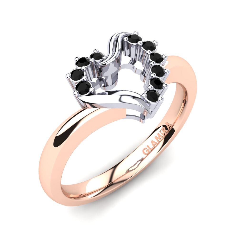 18k Oro Rosa & Blanco Diamante Negro Anillo Ara