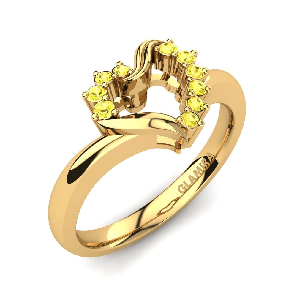Or Jaune 9k Saphir Jaune Bague Ara