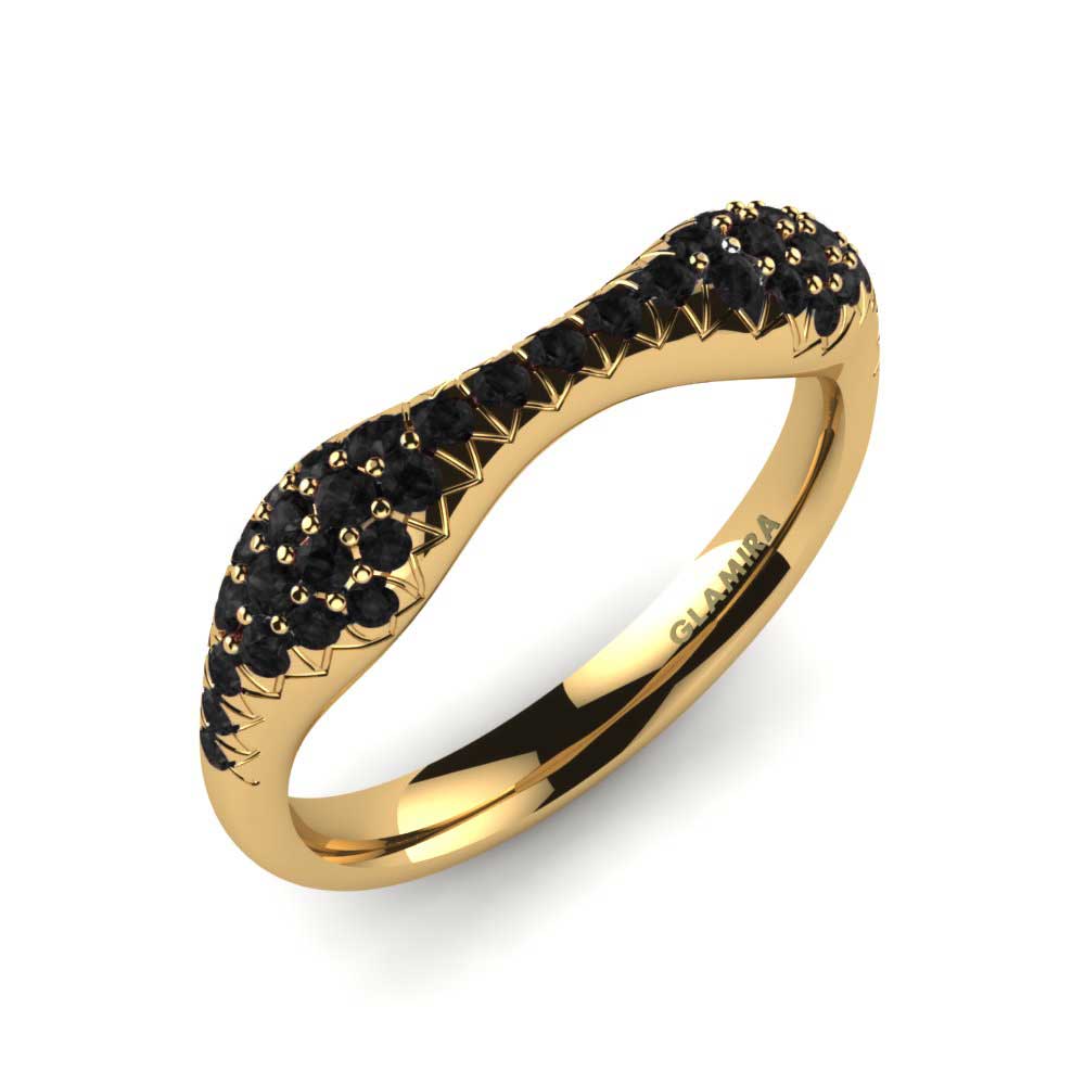 18k Oro Amarillo Zafiro negro Anillo Hermine