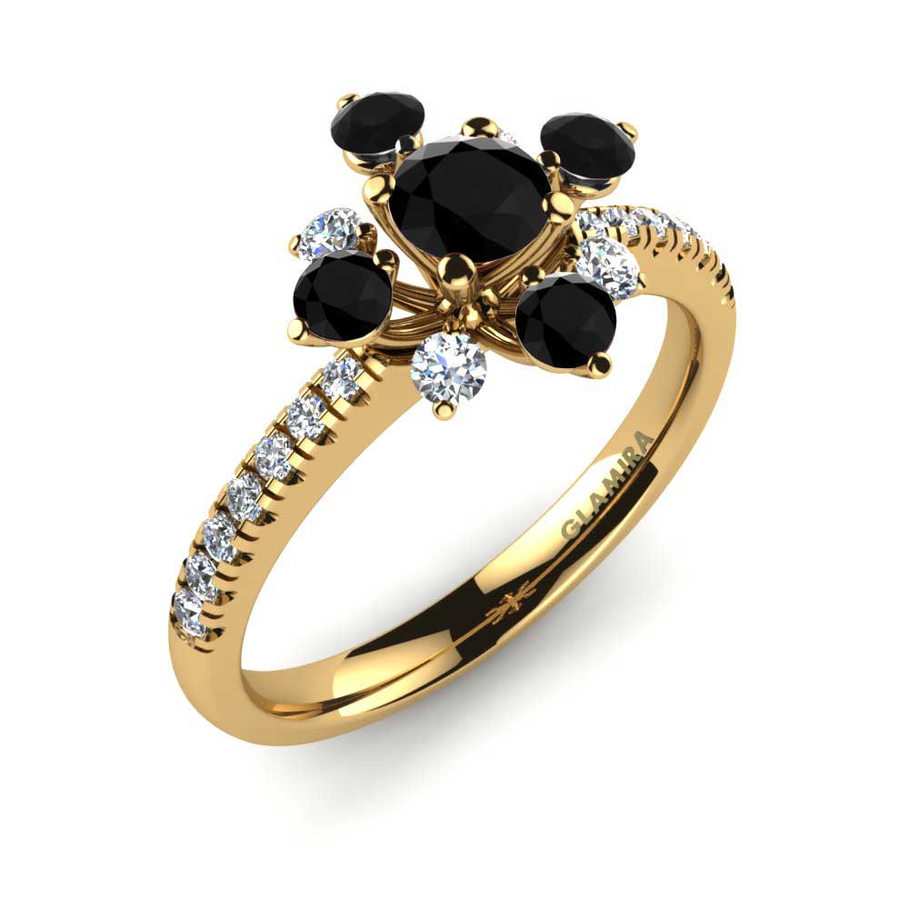 18k Oro Amarillo Zafiro negro Anillo Louise