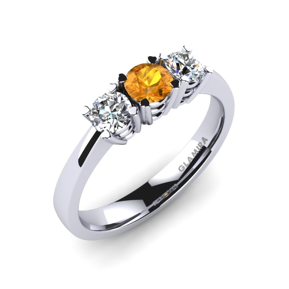 9ct White Gold Citrine Engagement Ring Amy