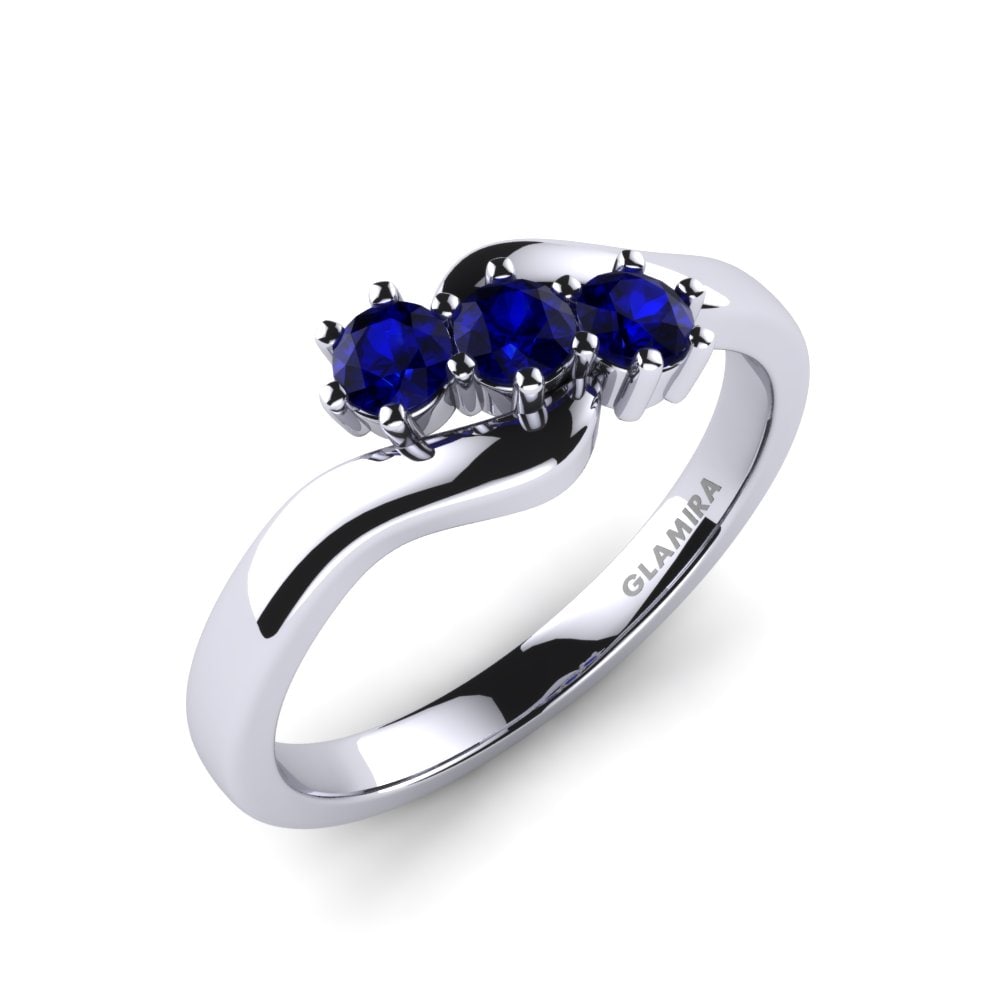0.3 重量（克拉） 三石或五石 施華洛世奇深藍水晶 訂婚戒指 Ivy
