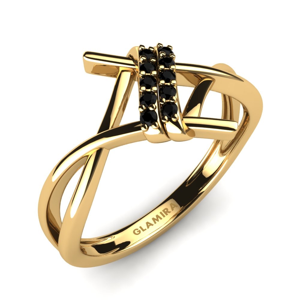 18k Oro Amarillo Zafiro negro Anillo Hazel
