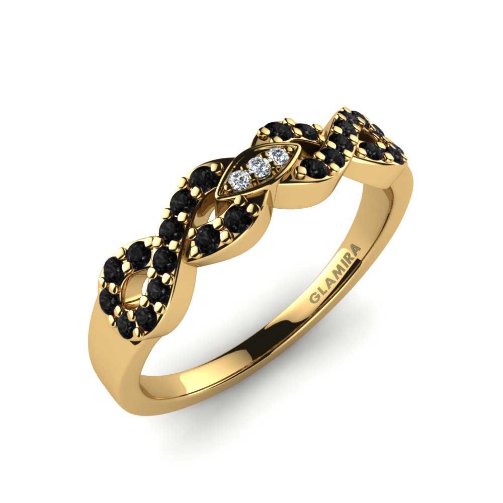 18k Oro Amarillo Zafiro negro Anillo Madison