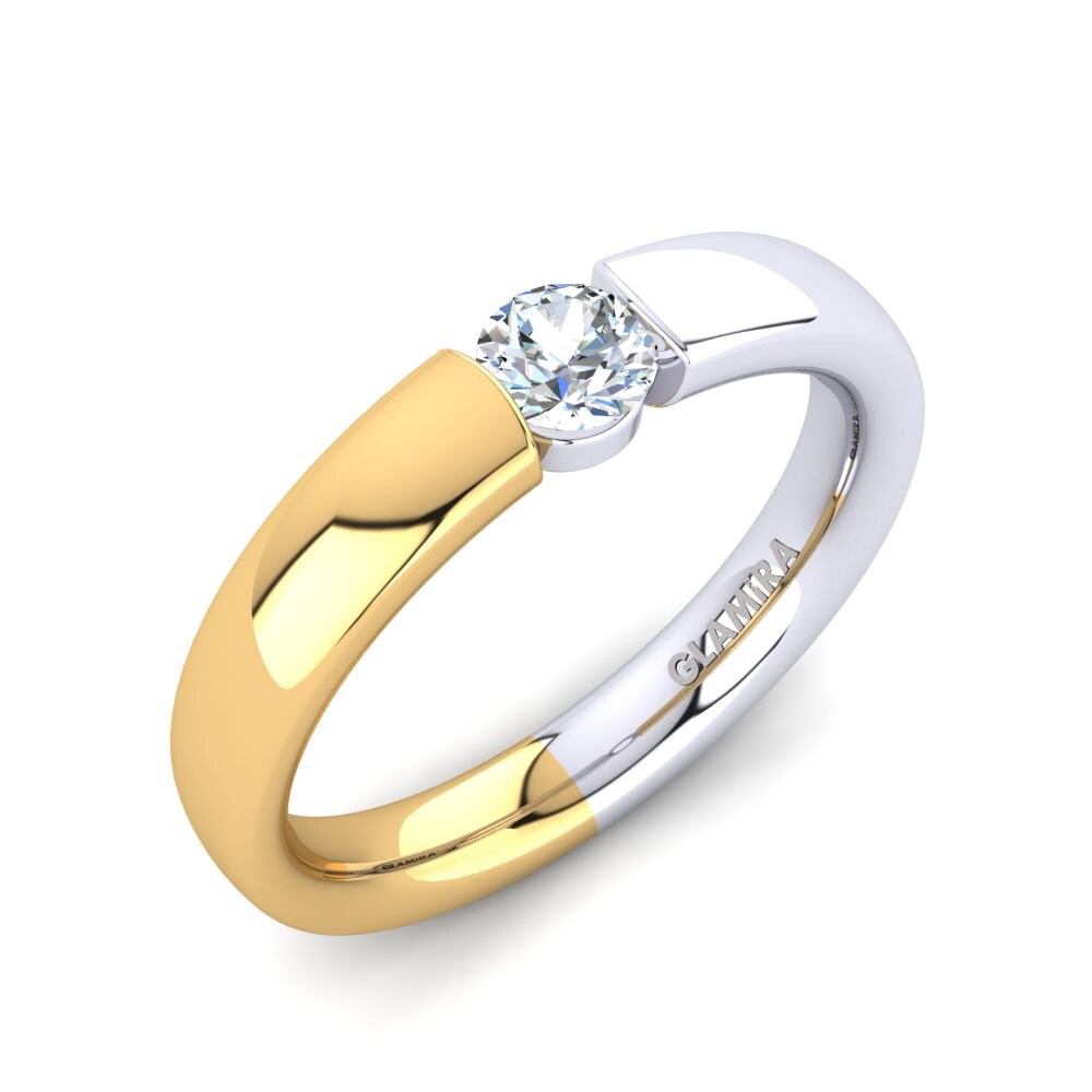 14ct White / Yellow Gold White sapphire Engagement Ring Alexis