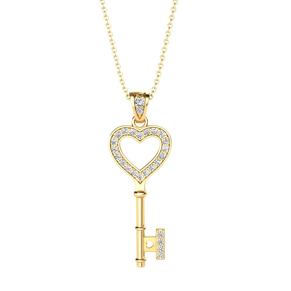 Keys Necklaces GLAMIRA Pendant Alyssa 585 Yellow Gold White Sapphire