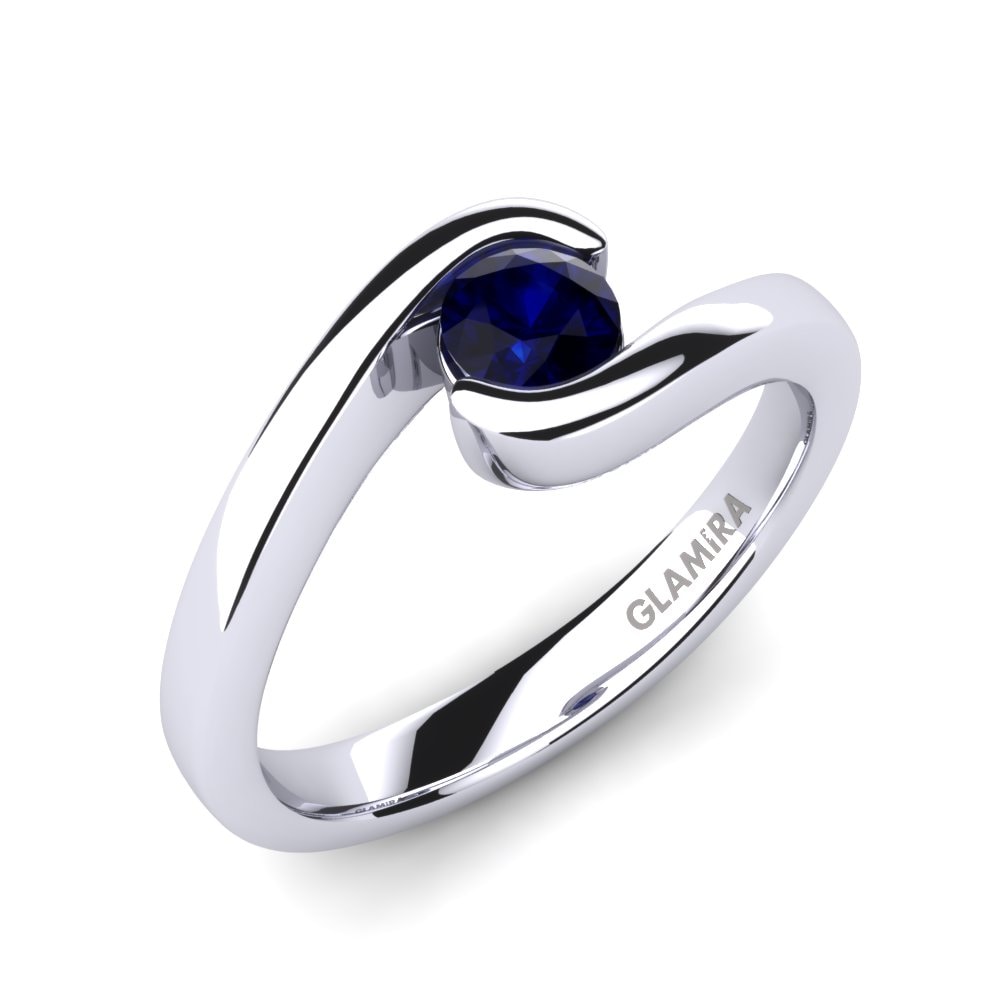 Safiro (Creado en Laboratorio) Anillo de compromiso Bridal Luxuy