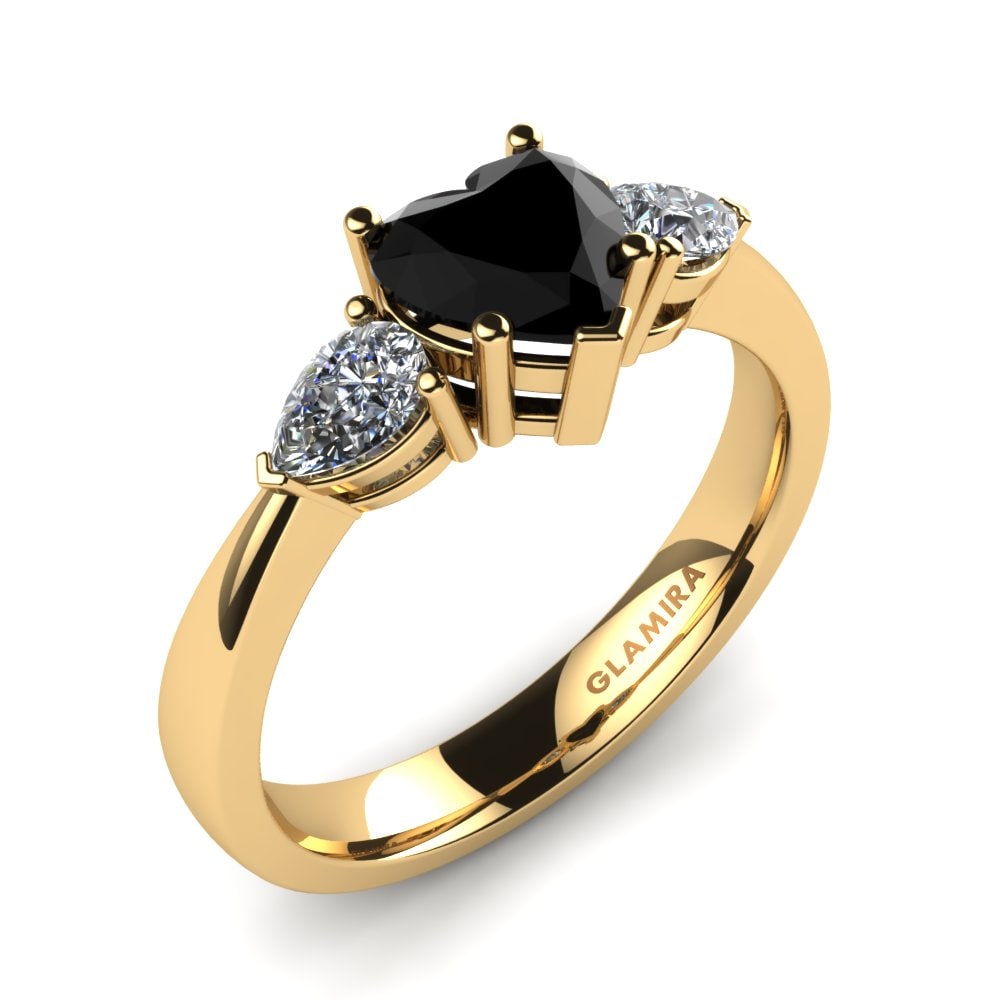 Ordene Anillo de compromiso Lucy en corte Corazón 0.76 Quilates 14k Oro  Amarillo Ónix Negro | GLAMIRA.com, image size:1000x1000