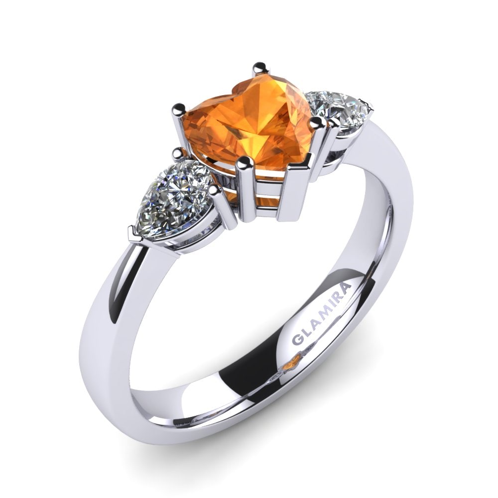 Ordene Anillo de compromiso Lucy en corte Corazón 0.76 Quilates 14k Oro  Blanco Citrino | GLAMIRA.com, image size:1000x1000