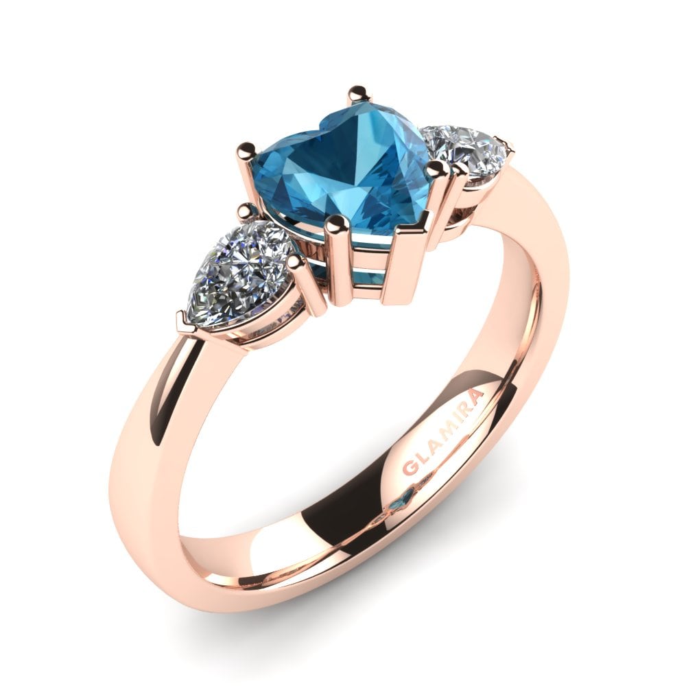 Ordene Anillo de compromiso Lucy en corte Corazón 0.76 Quilates 14k Oro  Rosa Topacio azul | GLAMIRA.com, image size:1000x1000