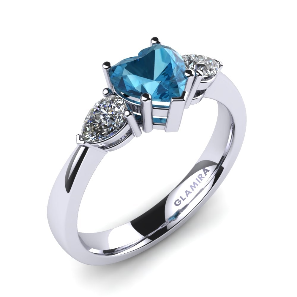 Ordene Anillo de compromiso Lucy en corte Corazón 0.76 Quilates Platino 950  Topacio azul | GLAMIRA.com, image size:1000x1000
