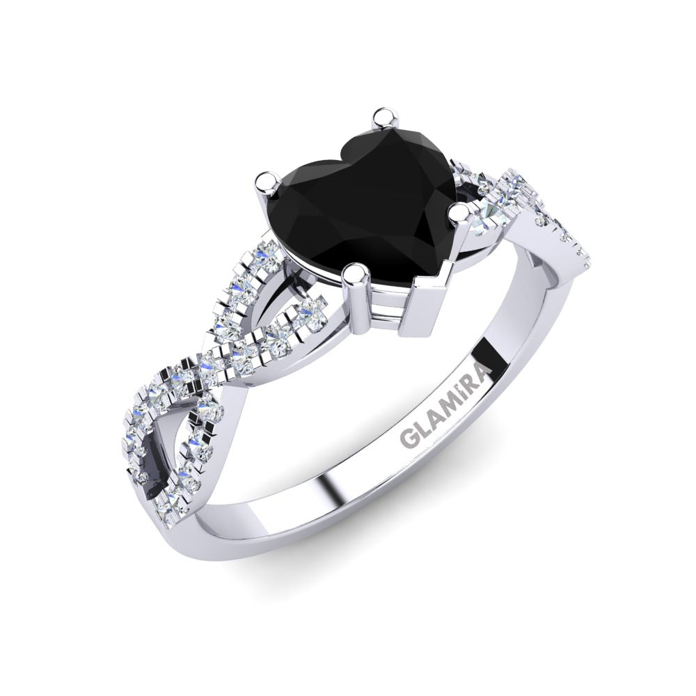 18ct White Gold Black Sapphire Engagement Ring Sandy