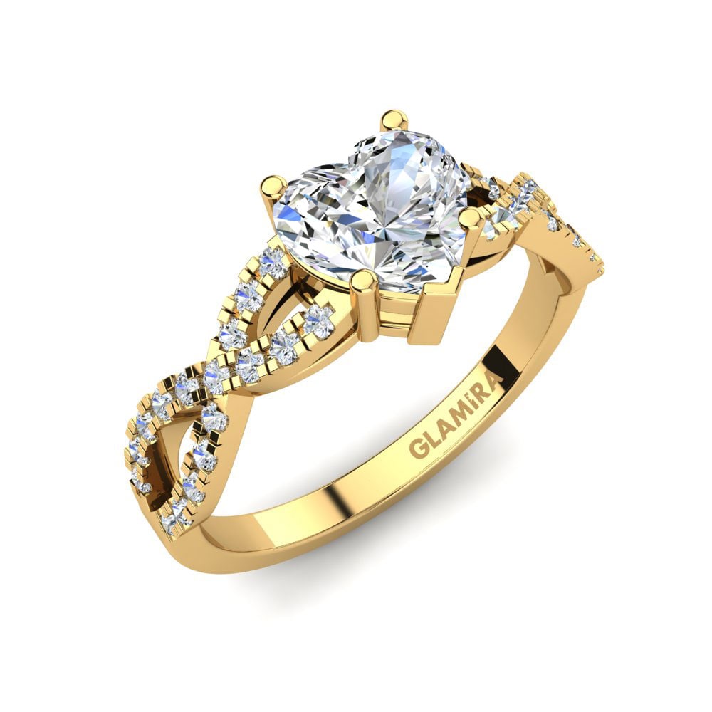 Solitaire Pave Engagement Rings GLAMIRA Sandy 585 Yellow Gold Diamond