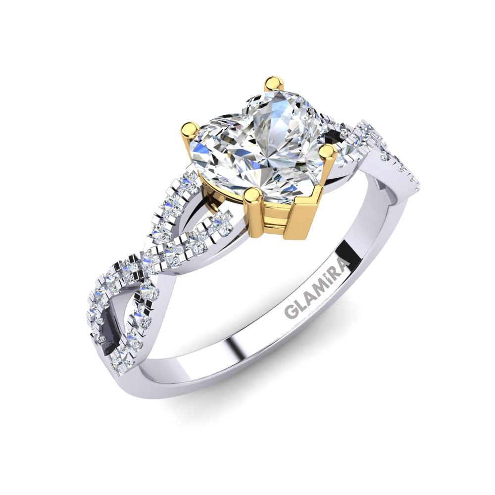 14ct White / Yellow Gold White sapphire Engagement Ring Sandy