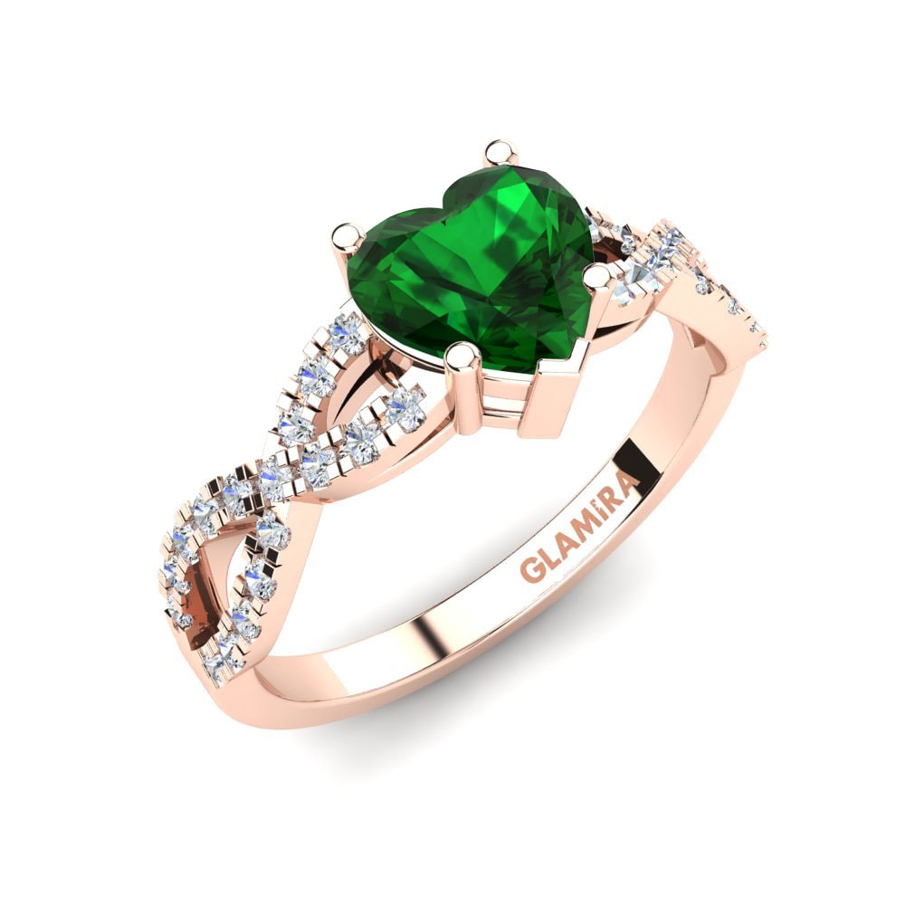 14ct Rose Gold Green Zirconia Engagement Ring Sandy