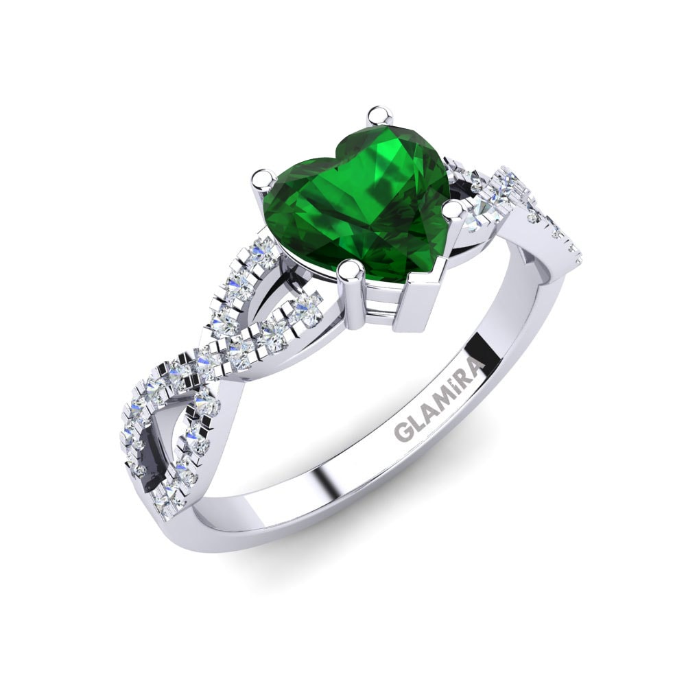 9ct White Gold Green Zirconia Engagement Ring Sandy