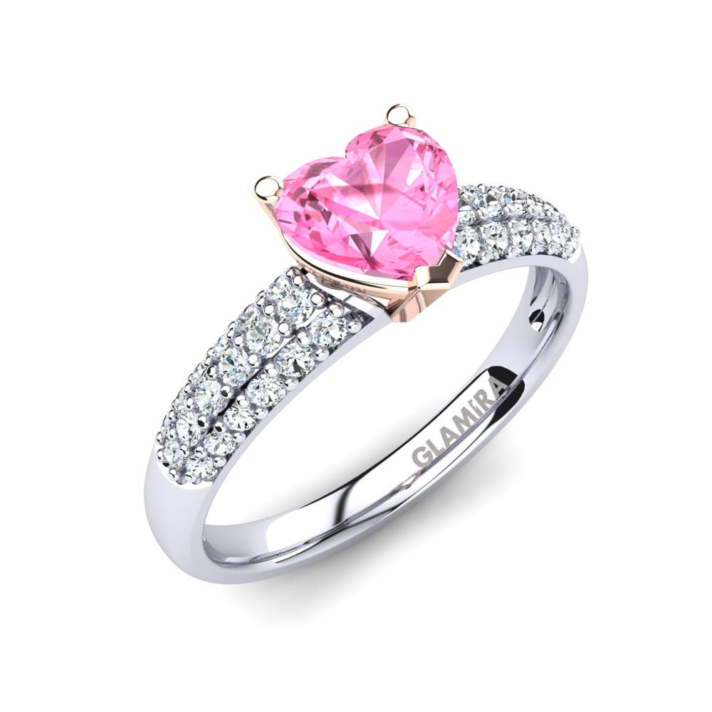 14ct White & Rose Gold Pink Tourmaline Engagement Ring Lydia