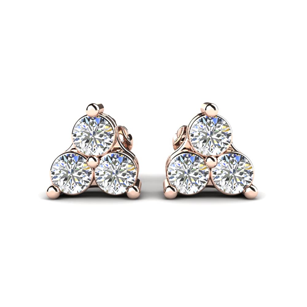 Diamond 9k Rose Gold Women's Earring Piedras