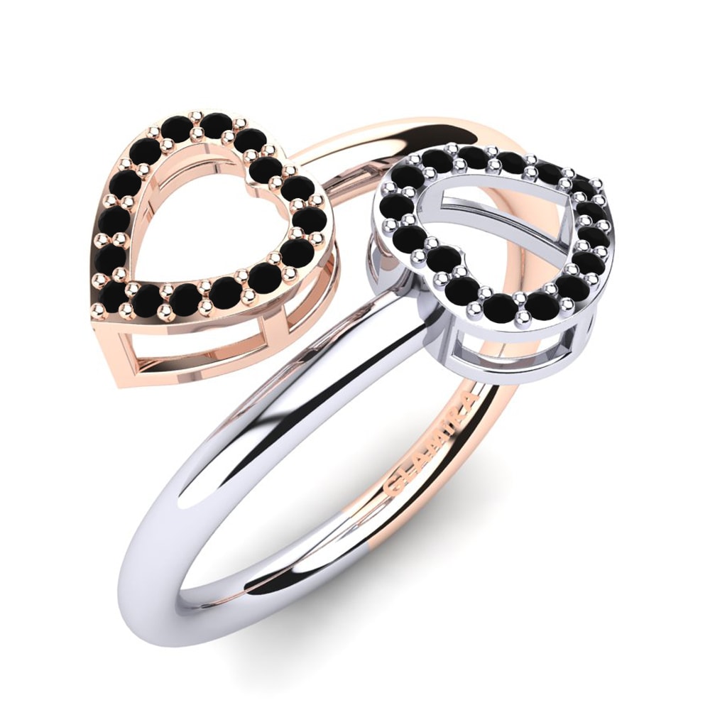 18k Oro Rosa & Blanco Diamante Negro Anillo Albus