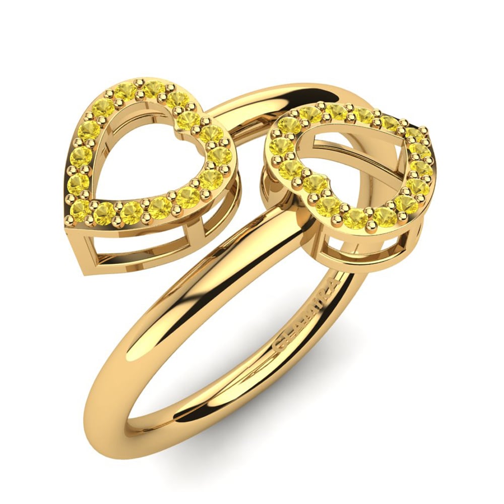 Or Jaune 9k Saphir Jaune Bague Albus