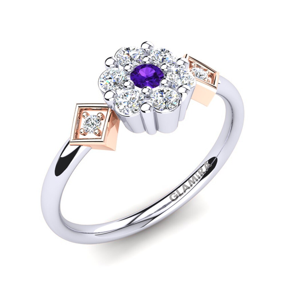 9ct White & Rose Gold Amethyst Ring Flavus