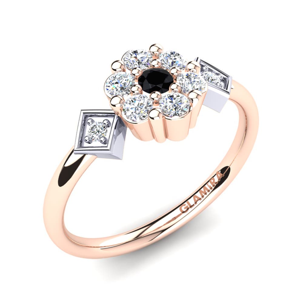 18k Oro Rosa & Blanco Diamante Negro Anillo Flavus