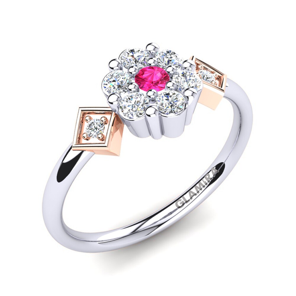 18ct White & Rose Gold Pink Tourmaline Ring Flavus