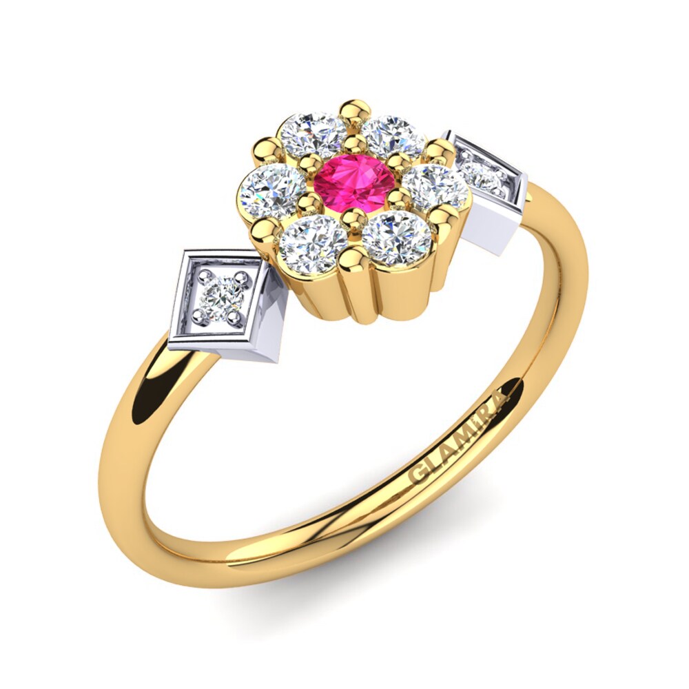 9ct Yellow & White Gold Pink Tourmaline Ring Flavus