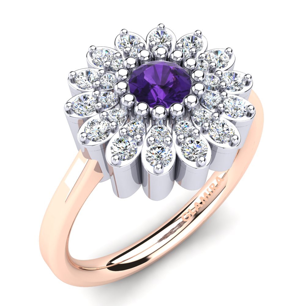 9ct White & Rose Gold Amethyst Ring Griseus
