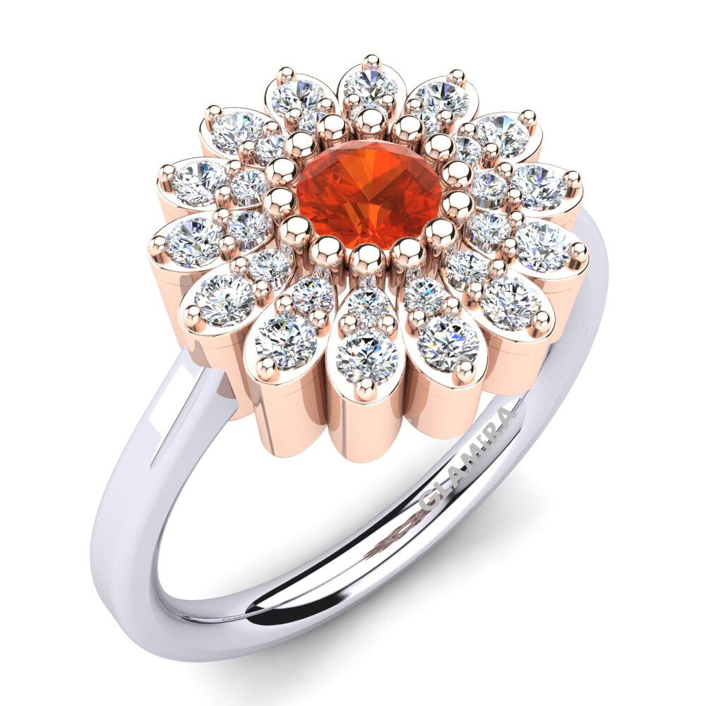 14ct Rose & White Gold Fire Opal Ring Griseus