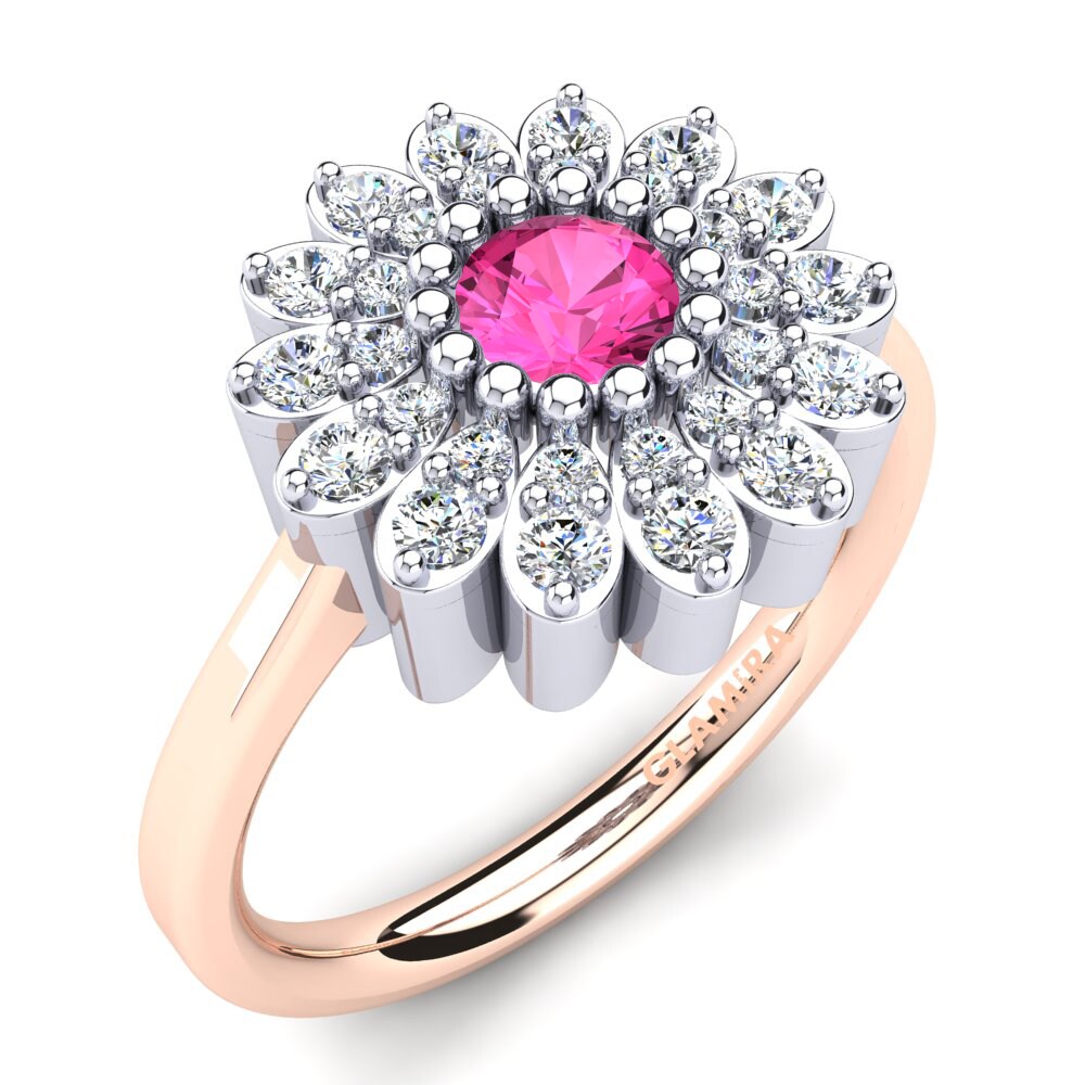 18ct White & Rose Gold Pink Tourmaline Ring Griseus