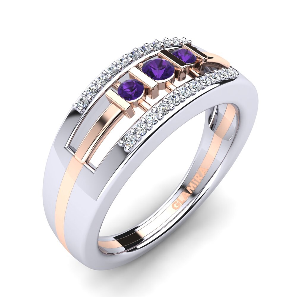 9ct White & Rose Gold Amethyst Ring Laia