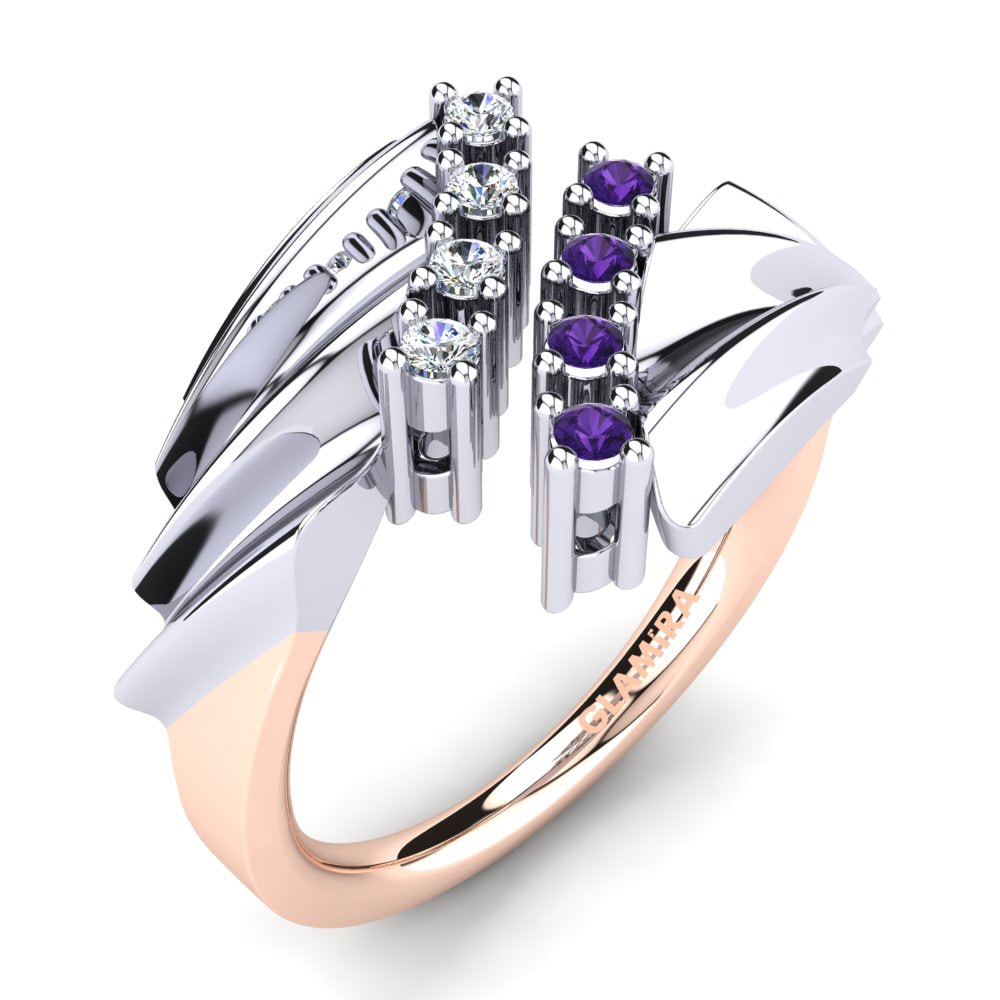 9ct White & Rose Gold Amethyst Ring Lila